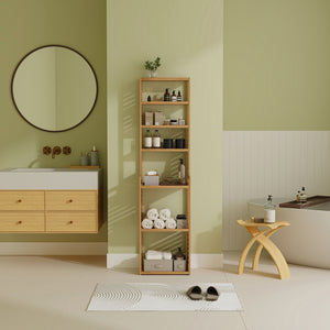 Stående hylde Forssa 165 x 42 x 28 cm naturlig bambus [en.casa].