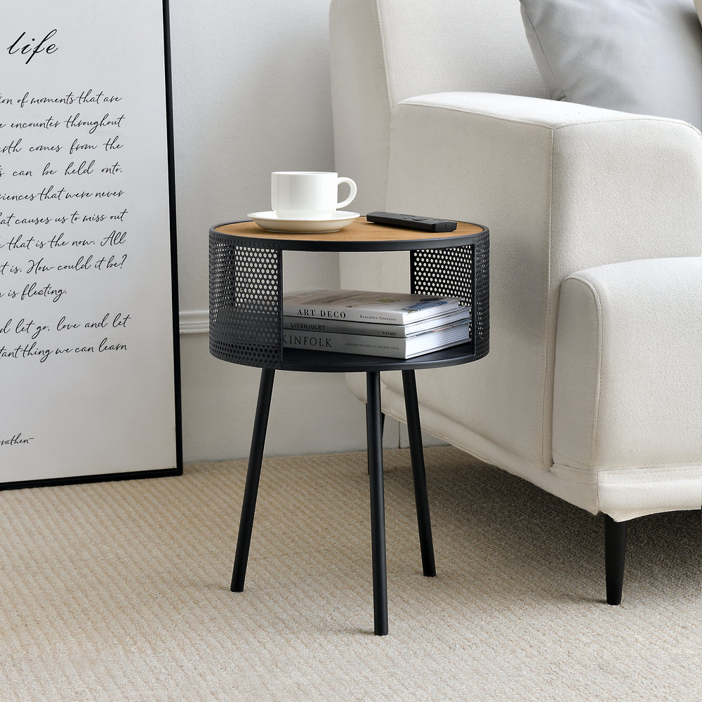 Sidebord Bjørnsund rundt 34 cm bred [en.casa] - premiumXL