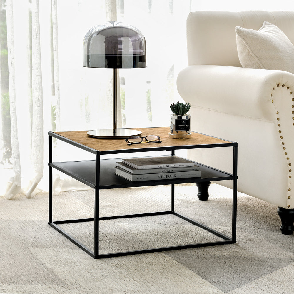 Sidebord Quinisut 40 x 55 x 55 cm træ-look/sort [en.casa] - premiumXL