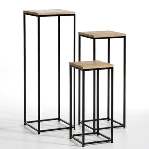 Kontiolahti sofabord sæt med 3 i sort/træ-look ALT [en.casa]