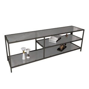 Kuusamo TV-bord 50 x 150 x 35 cm sort/transparent [en.casa].