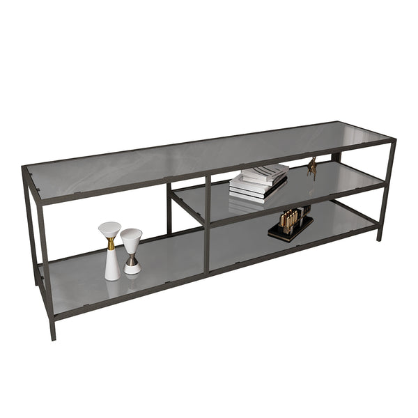 Kuusamo TV-bord 50 x 150 x 35 cm sort/transparent [en.casa].