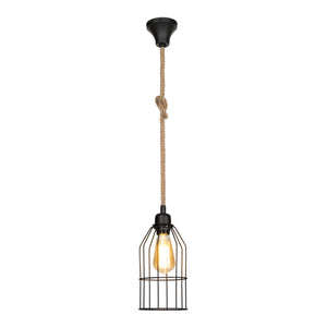 Pendel Ashford 24x14 cm 1-lys sort/jutefarvet [lux.pro].