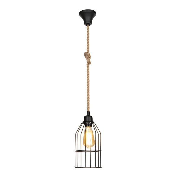 Pendel Ashford 24x14 cm 1-lys sort/jutefarvet [lux.pro].