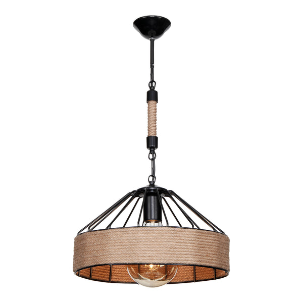 Bridgford pendel E27 metal jute reb sort/jute farvet [lux.pro]