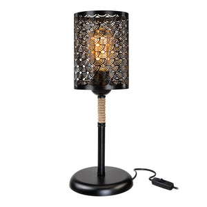 Bordlampe Filton E27 metal jute reb sort / jute farver [lux.pro].