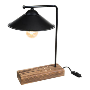 Bordlampe Folkestone E27 massivt træ metal sort/træ [lux.pro].
