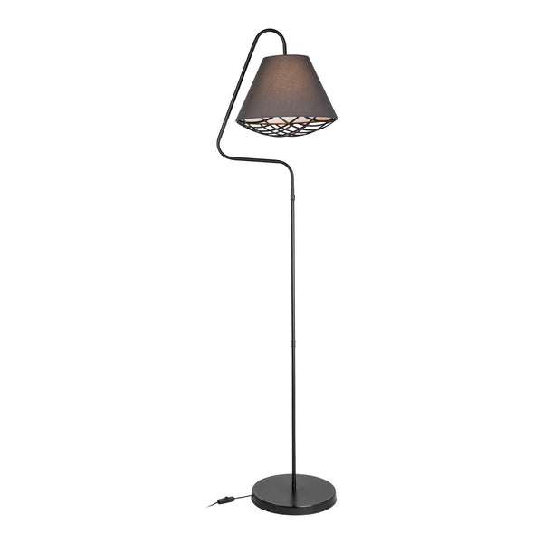 Gulvlampe Gateshead E27 metal tekstil sort/grå [lux.pro]