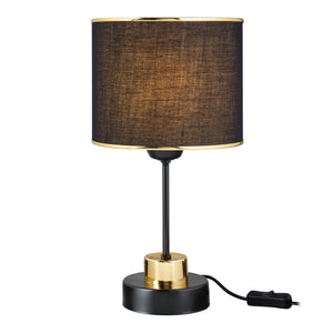 Bordlampe Gravesend E27 metal tekstil sort/messingfarvet [lux.pro].