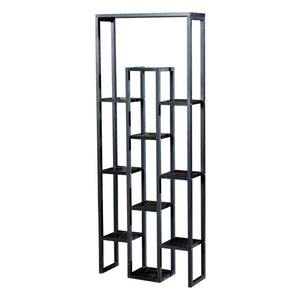 Blaavandshuk plantehylde 150 x 60 x 19 cm sort/marmor-look [en.casa]