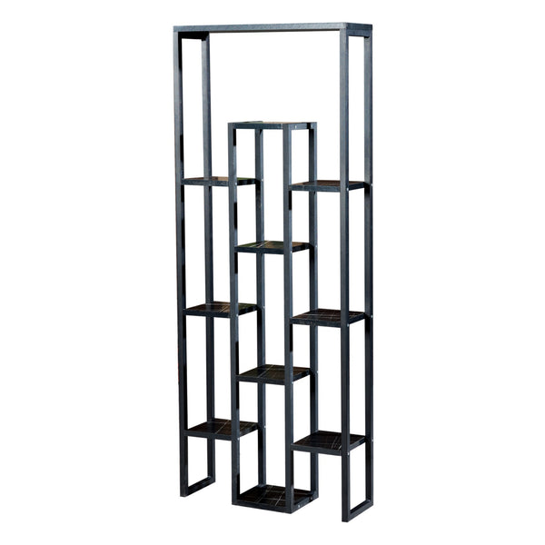 Blaavandshuk plantehylde 150 x 60 x 19 cm sort/marmor-look [en.casa]