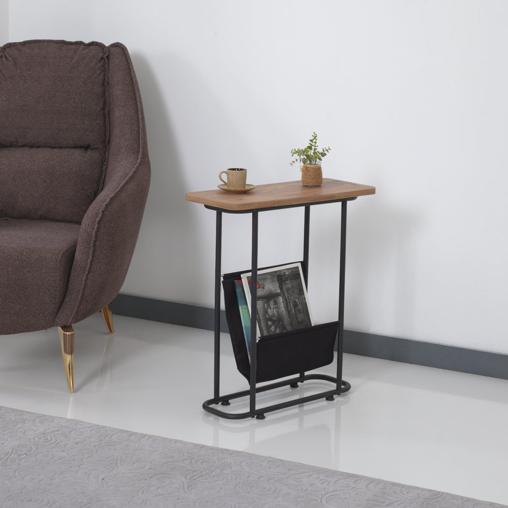 Bov sidebord 64 x 55 x 24 cm sort/valnød look [en.casa].