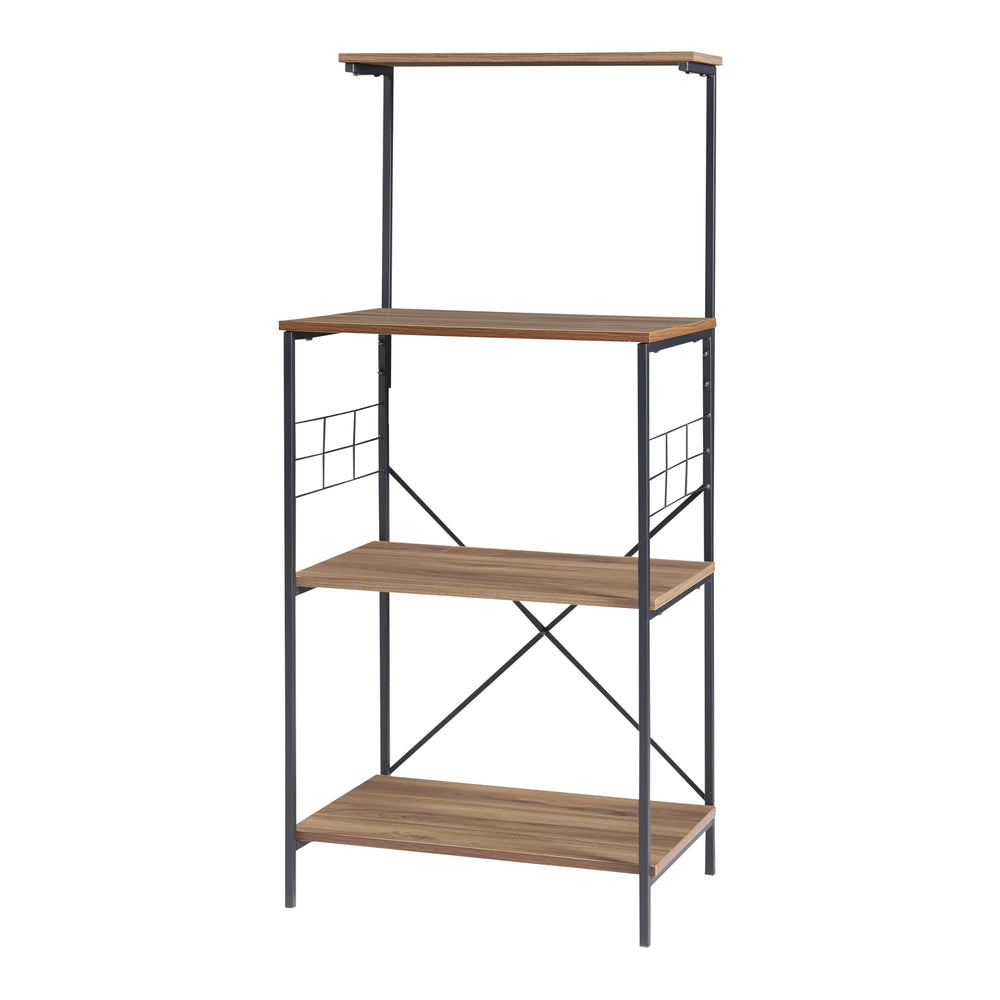 Reol Billund med 4 hylder 133 x 60 x 42 cm Sort / Valnød-look [en.casa] - premiumXL
