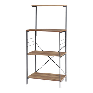 Stående hylde Billund med 4 hylder 133 x 60 x 42 cm sort/valnød-look [en.casa]