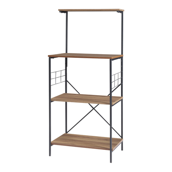 Stående hylde Billund med 4 hylder 133 x 60 x 42 cm sort/valnød-look [en.casa]