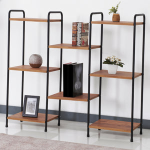 Birkerød stående hylde med 8 hylder 100 x 110 x 30 cm sort/valnød look [en.casa].