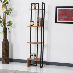 Stående hylde Bjergsted med 4 hylder 150 x 36 x 21 cm sort/valnød look [en.casa]