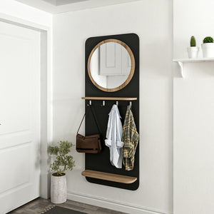 Garderobepanel Helsinge med spejl 150x60x15 cm sort [en.casa].
