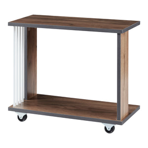 Haarby sidebord med 4 hjul 42x50x24 cm egetræslook [en.casa]