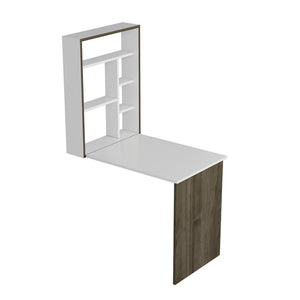 Greve folde-ud-bord i hvid/valnød-look [en.casa].