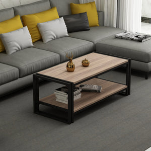 Græsted-Gilleleje sofabord med underhylde i egetræslook [en.casa].