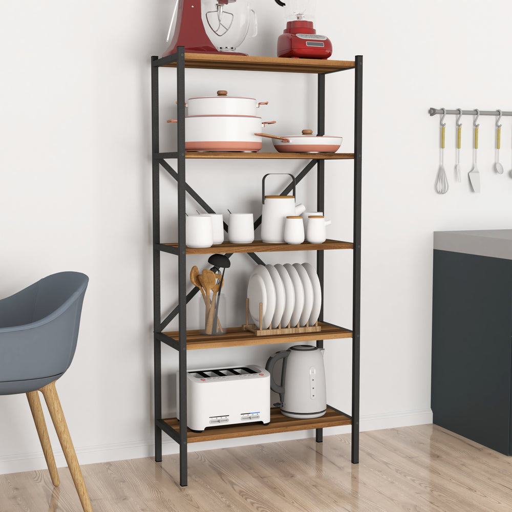 Køkkenreol Tomelilla 160x66x34 cm valnød/antracit [en.casa] - premiumXL