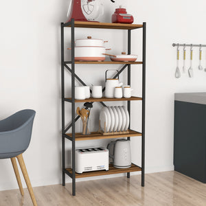 Køkkenhylde Tomelilla 160x66x34 cm valnød/antracit [en.casa]