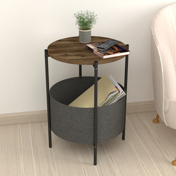 Sidebord Hofors 60x43cm antracit/eg-look, antik [en.casa]
