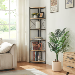 Plantehylde Ulfborg 6 hylder 160x30x30 cm sort/eg-look [en.casa]