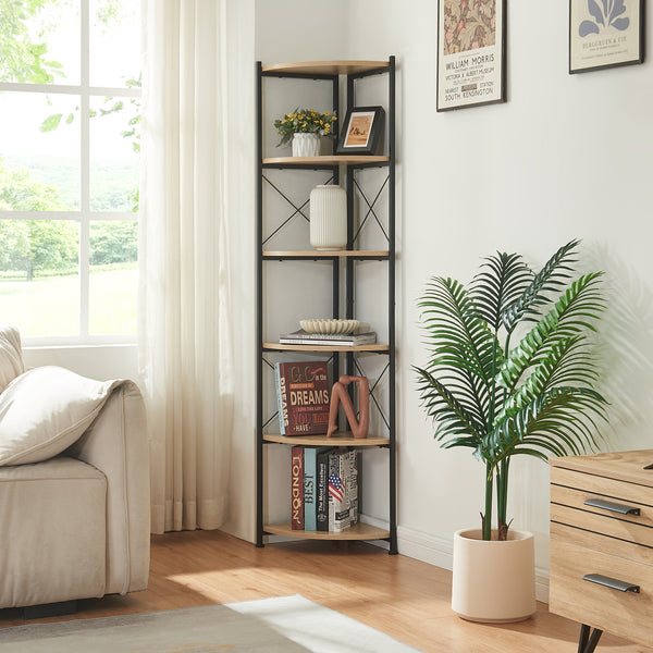 Plantehylde Ulfborg 6 hylder 160x30x30 cm sort/eg-look [en.casa]
