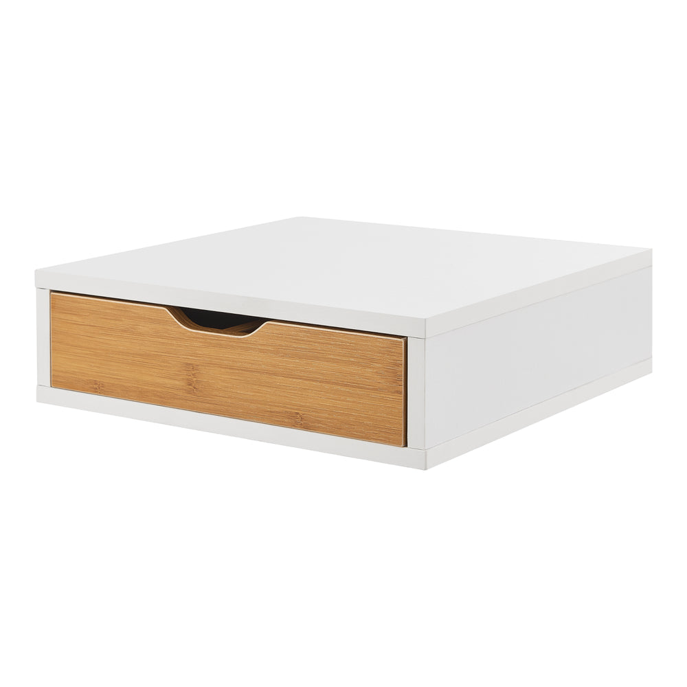 Skuffeboks Vieremä 9x30x31cm Hvid/Bambuslook [en.casa] - premiumXL