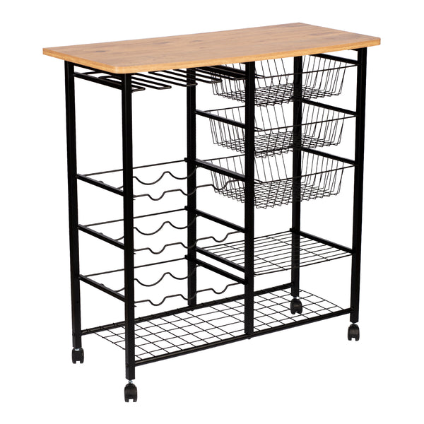 Serveringsvogn Rønnede Metal Sort [en.casa]