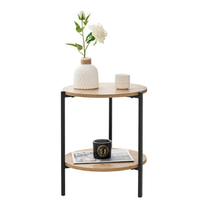 Sidebord Kuopio 50xØ40cm sort/trælook [en.casa].