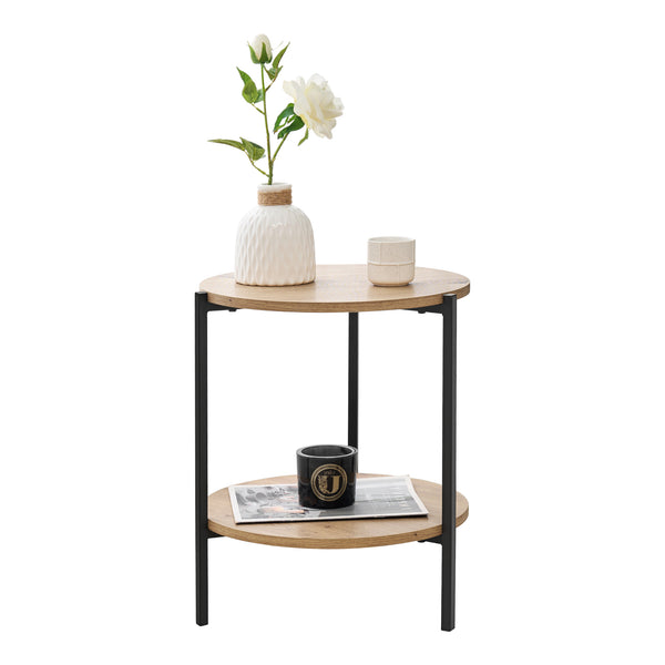 Sidebord Kuopio 50xØ40cm sort/trælook [en.casa].
