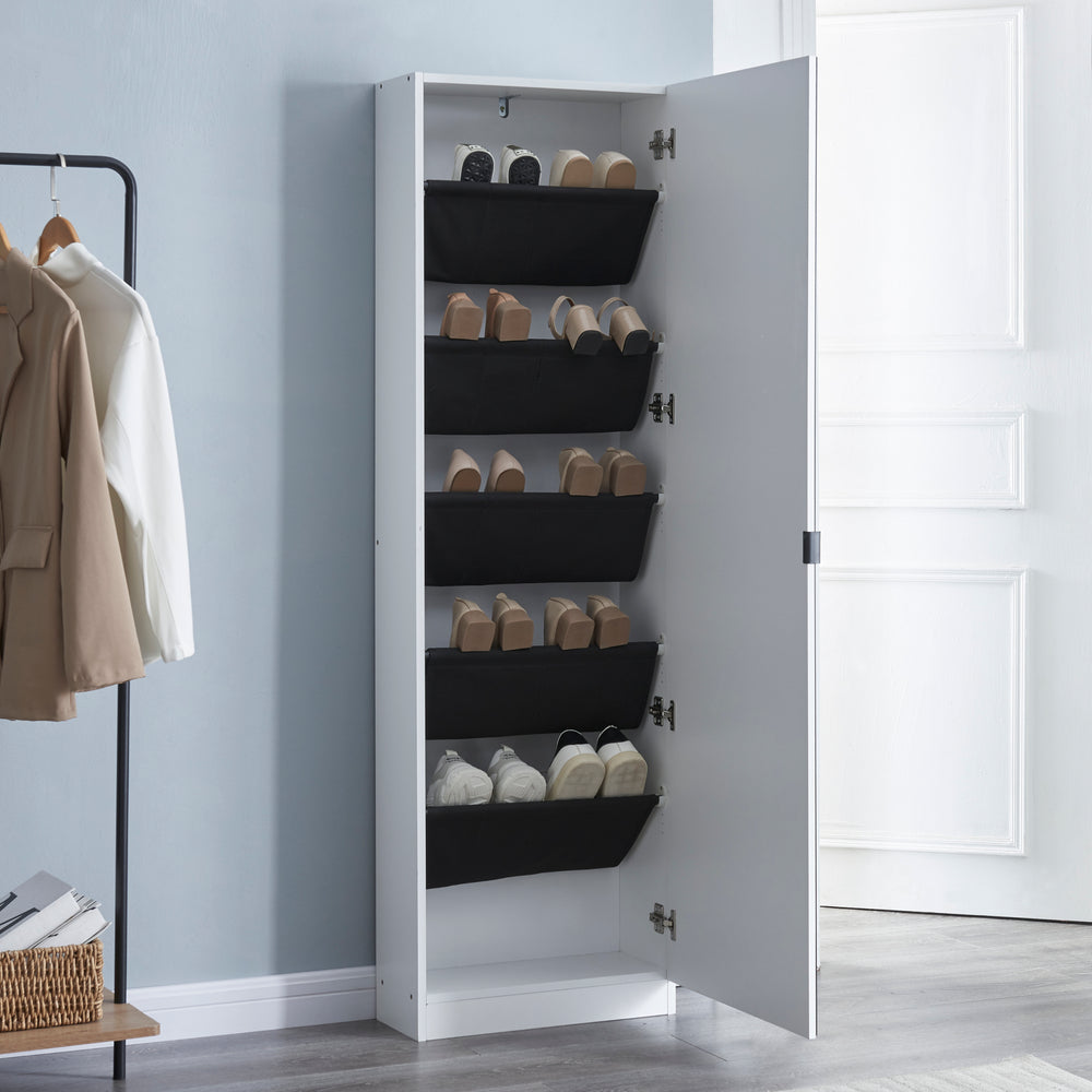 Skoskab Meura 160x48x20cm med spejl Hvid [en.casa] - premiumXL