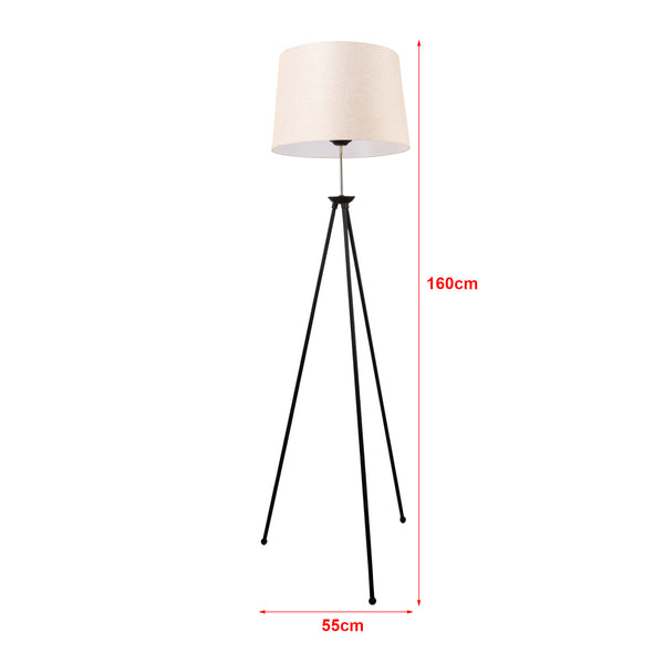 Gulvlampe Orpington 1 x E27 Metal Sort / Cremefarvet [lux.pro]