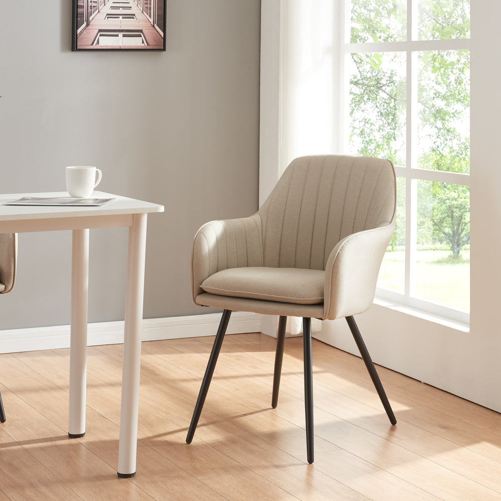 Spisestuestol Kannonkoski i sæt af 2 Beige [en.casa] - premiumXL