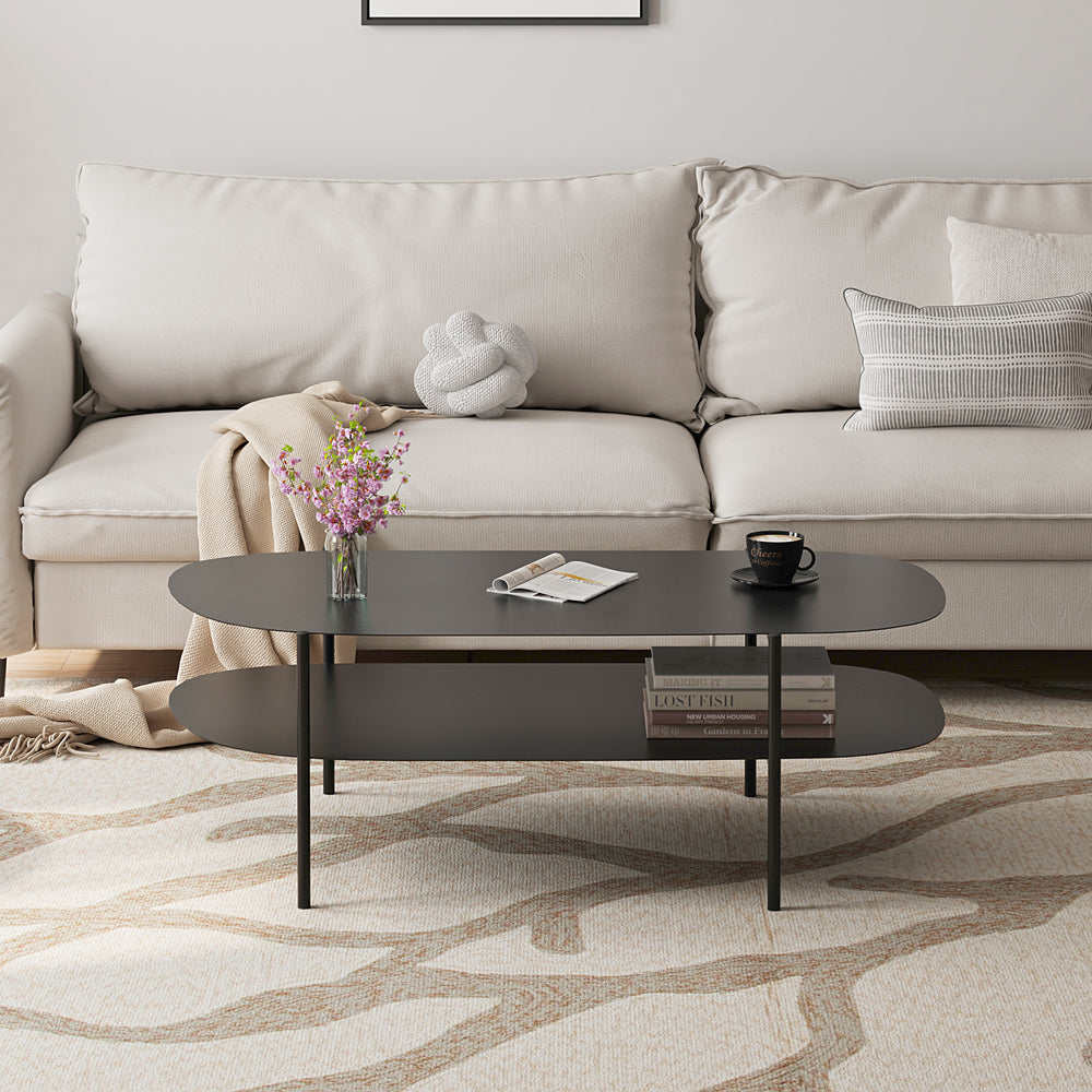 Sofabord Enebakk 112x62x40,5cm Sort, mat [en.casa] - premiumXL