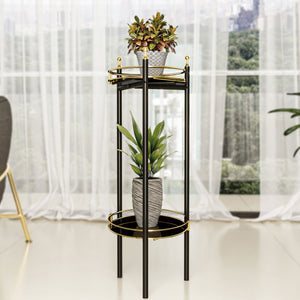 Blomstativ Oulainen 79x28x28cm Sort/Guld [en.casa]