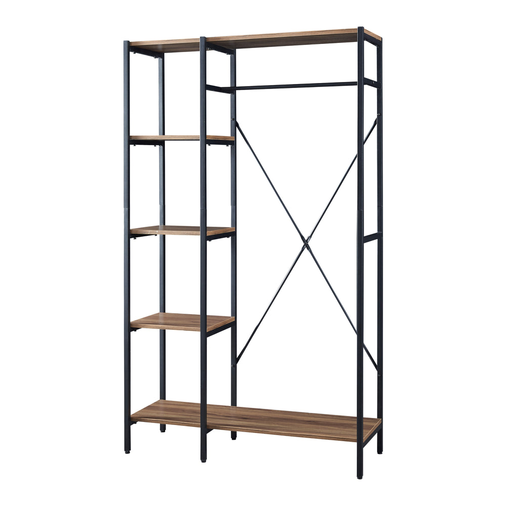 Garderobestativ Hvidovre 170x100x35 cm Sort/Træfarvet [en.casa] - premiumXL