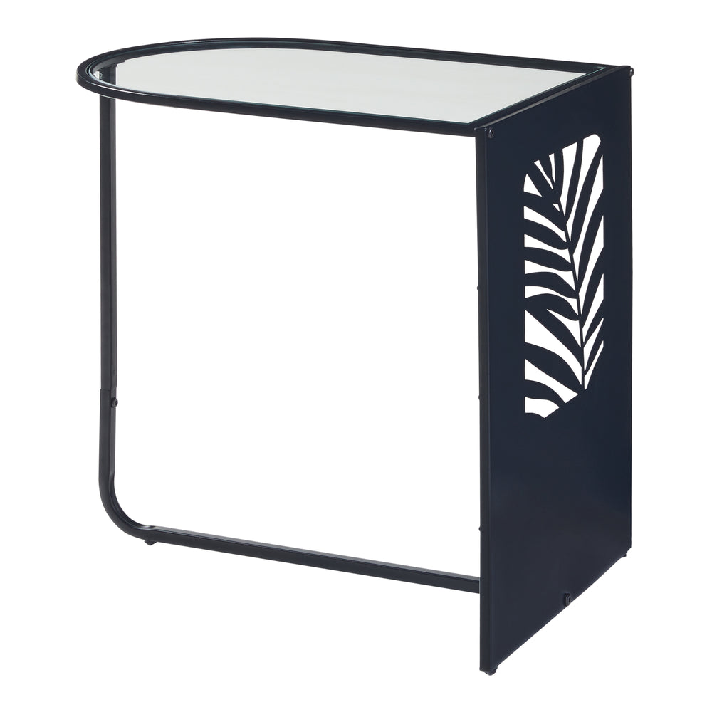 Sidebord Ulvik 50x50x35cm i metal og glas sort [en.casa] - premiumXL