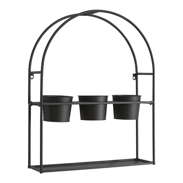 Merikarvia plantehylde med 3 metalpotter [en.casa].