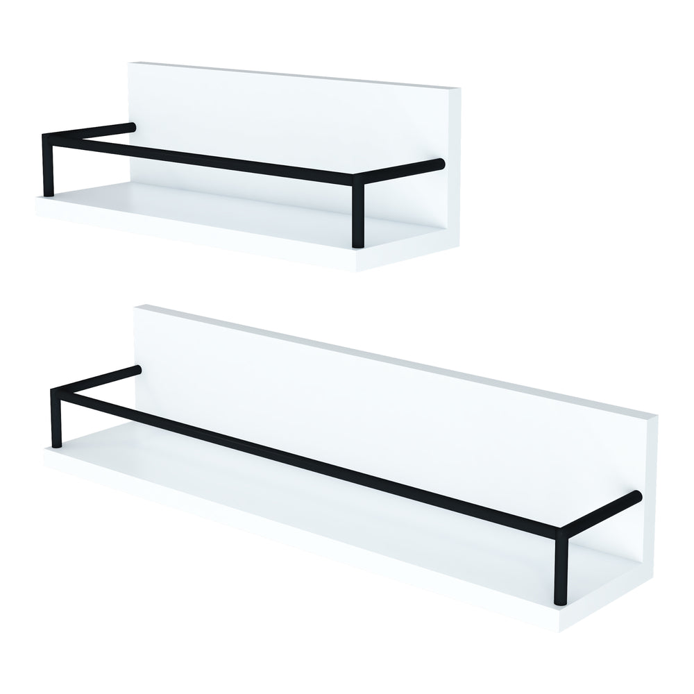 Væghylde Grue 2 stk. Hvid/Sort [en.casa] - premiumXL