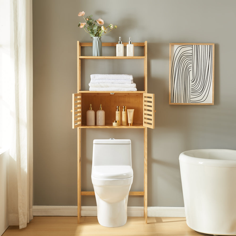 Badeværelseshylde Haugesund 158x60x26 cm bambus [en.casa] - premiumXL