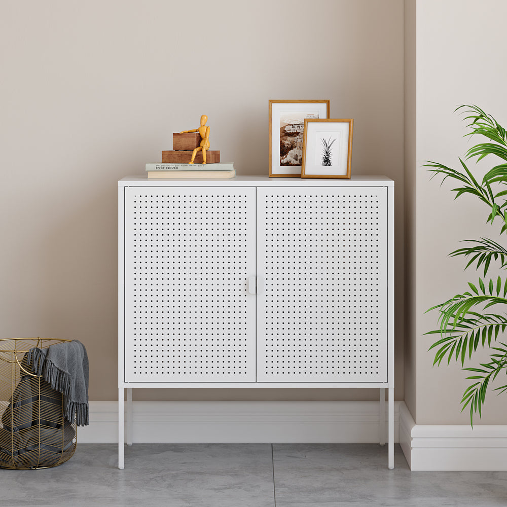 Sideboard Castelli 82,5 x 80 x 40 cm Hvid Stål [en.casa] - premiumXL