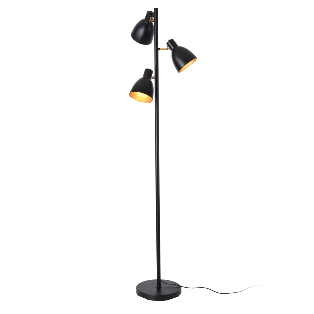 Gulvlampe Witney 3 - flamme Sort / Guld farve [lux.pro] - premiumXL
