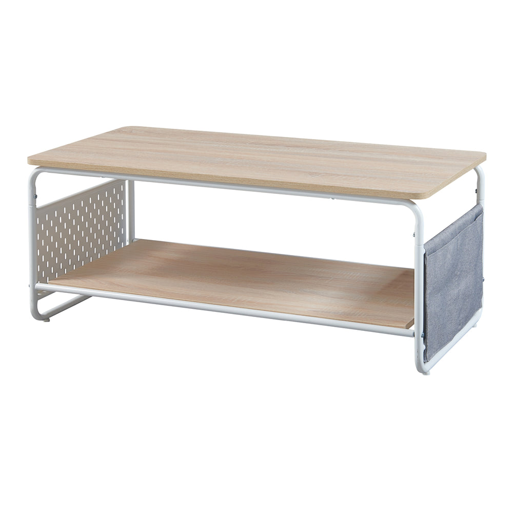 Sofabord Dyrøy 100x50x43cm Hvid/Eg [en.casa] - premiumXL