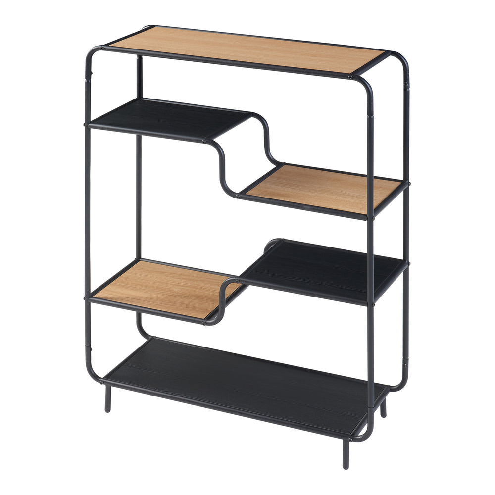 Reol Kristiansand 101x80x30 cm Sort/Eg - Udseende [en.casa] - premiumXL