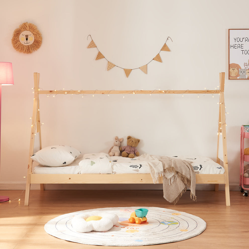 Tipi - Seng Siikajoki 90x200cm Fyrretræ Natur [en.casa] - premiumXL