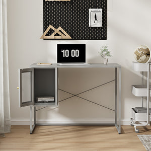 Skrivebord Sund Stål 75x100x50 cm Grå [en.casa]